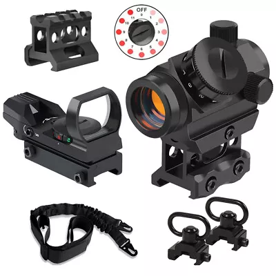 Tactical 2 MOA Gun Red Dot Sight Rifle Scope /QD Sling Swivel Sling /Riser Mount • $7.98