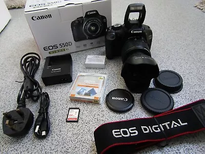 Canon EOS 550D 18.0MP Digital SLR Camera + Canon EF-S 18-55mm Macro Lens (pa14) • £230