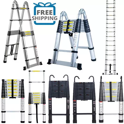 Telescoping Ladder 10ft-20ft Folding Ladder Aluminum Extension Ladders /+ Hooks • $81.11