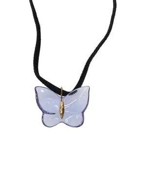 Baccarat Butterfly Choker Necklace Pendant Purple In Box Pre-owned Japan • £145.72