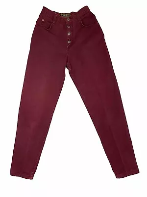 Vintage Bonjour Jeans Women’s 7/8 High Rise Retro Western Maroon Jeans • $35