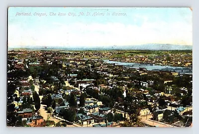 Postcard Oregon Portland OR Mt St Helens Aerial Bird Eye View 1909 Posted  • $4