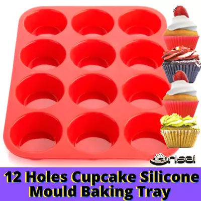 £9.99 • Buy 12 Cup Cake Silicone Muffin Mould Baking Bun Pudding Yorkshire Non-Stick Pan