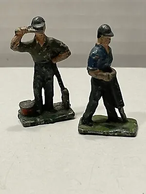 Lot Of 2 Vintage Metal Lead Figure Repairman Workman Drinking Water Jackhammer • $20