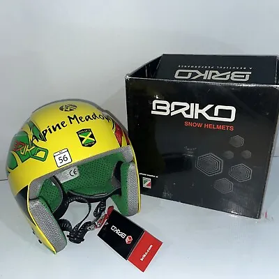 BRIKO  Alpine Meadows Ski Helmet Jamaica Ski Team Adult Size 56 Green Yellow New • $99