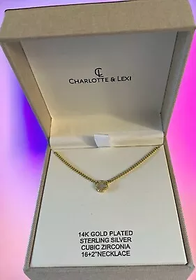 New CHARLOTTE & LEXI 14K Gold Plated Sterling Silver CZ Mother Of Pearl Necklace • $49