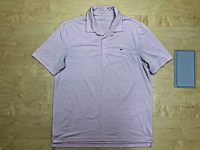 Vineyard Vines Mens L Striped Performance Stretch Polo Shirt Preppy Golf • $16.14