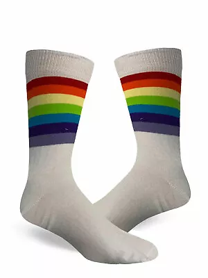 Mens 3 Pairs Ankle High Socks Referee White Rainbow Women Cotton LGBTQA • £4.20