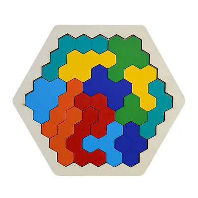 Hexagon Tangram Wooden Puzzle Brain Teaser Mind Game Geometry Logic Kids Gift  • $8.91