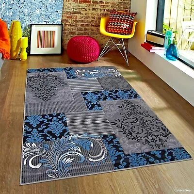 RUGS AREA RUGS 5x7 RUG CARPETS MODERN LARGE BEDROOM BLUE GRAY LIVING ROOM RUGS ~ • $129