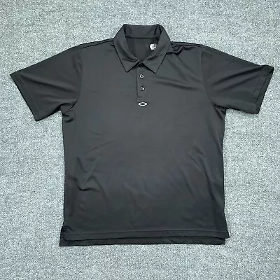 Oakley Shirt Mens Large Black Logo Moisture Wicking Lightweight Polo Adult Golf • $7.11