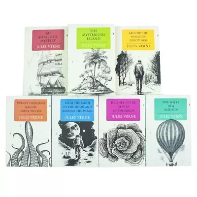 Jules Verne Collection 7 Books Set From The Earth To The Moon And Around The Moo • £16.99