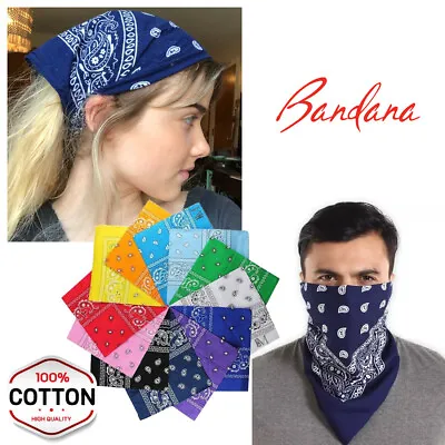 USA Seller 100% Cotton Paisley Bandanas 22 X22  Scarf Head Neck Bandannas • $2.98