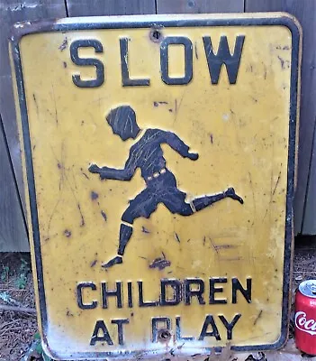 Antique Vintage Metal School Street Sign Watch Out For Children Safety Yard Art • $396