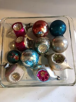 11 SHINY BRITE  ORNAMENTS Mostly  INDENTS   MERCURY?? Christmas Vintage • $39.60