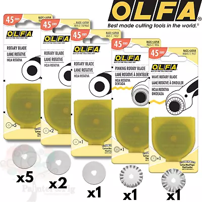 Genuine Olfa 45mm Rotary Cutter Replacement Blades Tungsten Steel Pinking Wave • £15.44