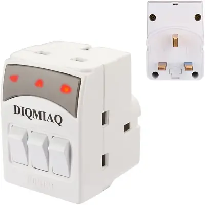 DIQMIAQ 3 Way Triple Plug Adaptor UK 3 Pin Socket Extensions 13 AMP 250V Multi P • £10.91