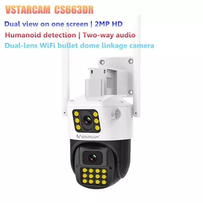 VStarcam CS663DR Dual-Lens WiFi Bullet Dome Linkage Camera 2MP HD Two-way Audio • $69.34