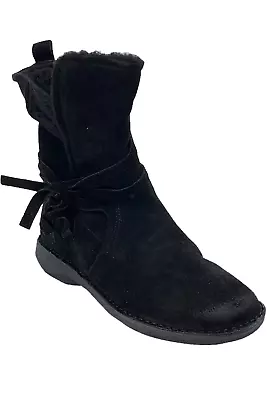 Miz Mooz Suede Wool Lined Ankle Boots Prance Black • $79.99