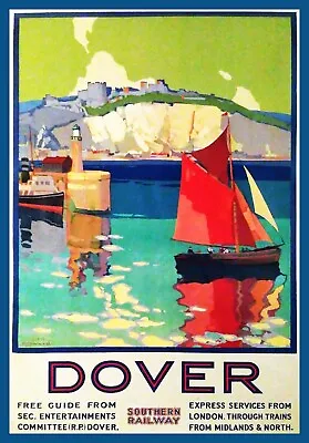 9875.Decor Poster.Room Home Wall.Dover Travel Vacation By Train.Seaside Harbor • $35