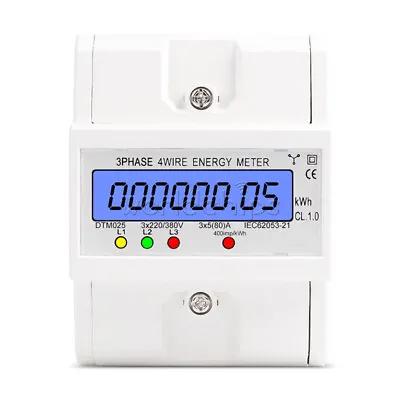 3 Phase 4 Wire 220/380V 80A DIN Rail Digital Electric KWh Power Energy Meter New • $36.99