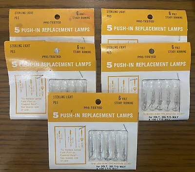 Vintage Christmas Tree Lites 5 Push-In Replacements Lamps 6 Volt (Lot Of 5) • $20