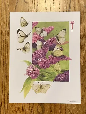 MARJOLEIN BASTIN PRINT LILACS & BUTTERFLIES 8.5  X 11  SUITABLE FOR FRAMING NEW • $12.99