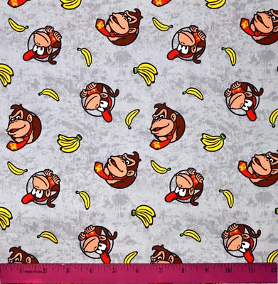 Donkey Kong Fabric - HALF YARD - 100% Cotton Quilting Nintendo Diddy Video Game • $10.98