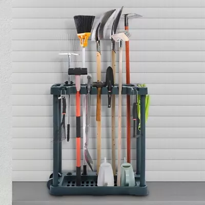 Garden Tool Storage Rack Garage Organizer 10 Slots Yard Broom Mop Holder • $23.98