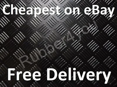 Black Taxi Van Floor CHECKER-PLATE Studded Rubber Flooring Mat 6m X 1.2m X 5mm • £129.99