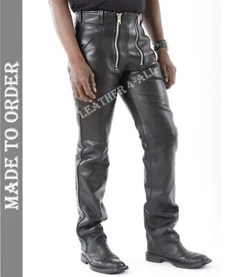 Men's Real Leather Carpenter Pants Soft Leather Bikers Carpenter Pants BLUFPants • $125