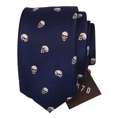 1670 Mens Slim SKULLS Tie 2.5 Navy Blue Dress Necktie Novelty Narrow Skinny Ties • $12.49