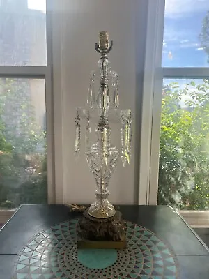 Vintage Crystal Antique French Table Lamp  6” Prism Spears • $80