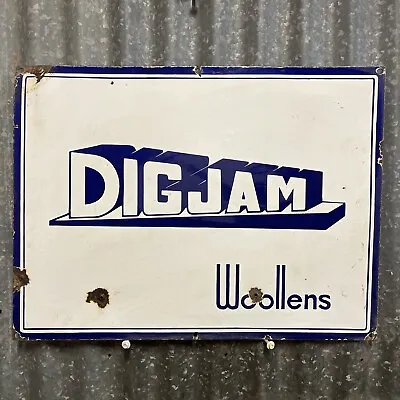 DIGJAM WOOLENS Vintage Agricultural Farming Industry Enamel Sign • $219