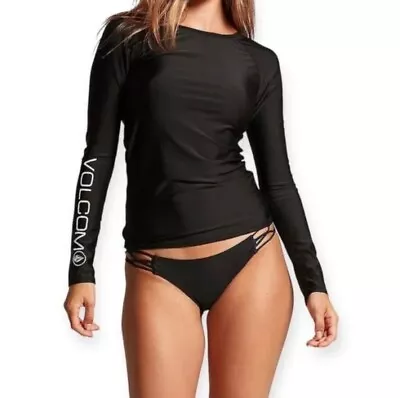 VOLCOM Simply Core Long Sleeve Rash Guard Black Women's Cover Up • $18