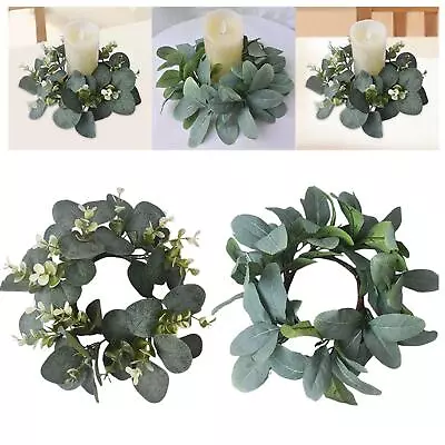 Artificial Floral Candle Ring Wreaths Flower Garland Centerpieces Leaves Wreath • £6.49