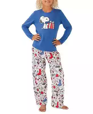 Munki Munki Kids Size 6 Grey/Blue Long Sleeve Snoopy Holiday Family Pajama Set • $31.99