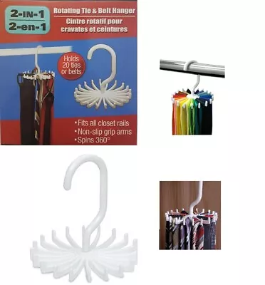 £3.98 • Buy Rotating Belt Tie Scarf Hanger Rack Closet Organizer Holder 20 Hooks 360 Rotate