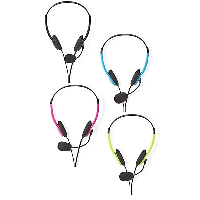 £10.62 • Buy Headset Headphones Skype Mic PC On-Ear 2 X 3.5mm Jack Connectors 2.0m 4 Colours