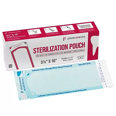 3.5  X 10  Self-Sealing Sterilization Pouches For Autoclave (1 Box Of 200) • $14.99