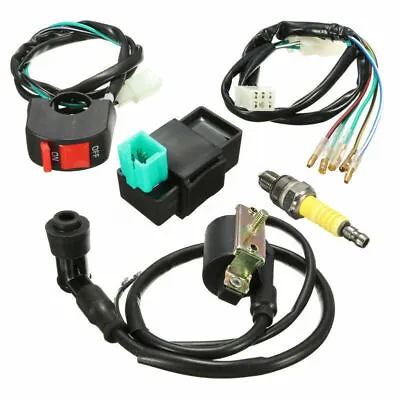 5 Wiring Loom Kill Switch Coil CDI Spark Plug Kit For 110CC 125CC 140cc Pit Bike • $17.99