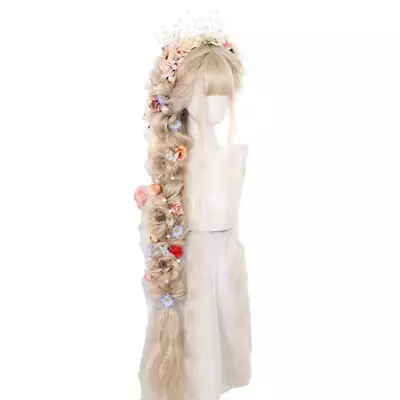 Synthetic Hair 120cm Long Curly Lolita Wig Blonde  Lolita Harajuku Wig Bangs Wig • £99.89