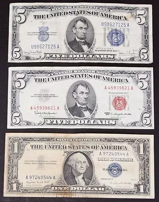 3 Pieces Money Silver Certificates 1934-63 • $99