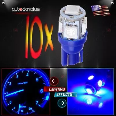 10x Blue T10 Wedge 5SMD 5050 LED License Instrument CLuster Lights Bulb 168 194 • $9.79