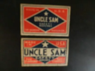 LOT Of TWO (2) Of *UNCLE SAM SAFETY MATCHES* VINTAGE MATCH BOX LABELS. • $3.99