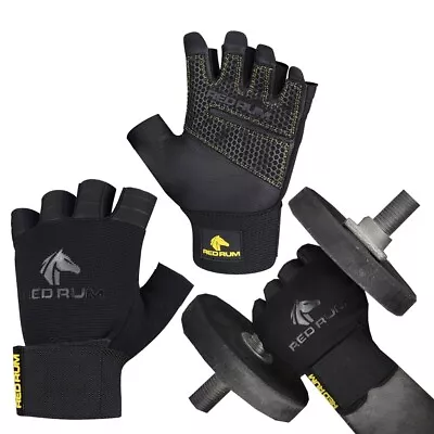 £5.99 • Buy REDRUM Leather Gym Gloves Weight Lifting Fitness Bodybuilding Workout Gloves