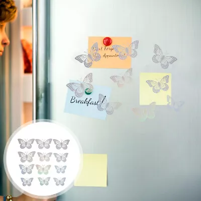  48 Pcs Butterfly Fridge Magnet Laser Paper Push Pin Adhesive Kitchen Photo • £9.68