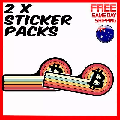 2 X Stickers - Vintage Roll Sunset Bitcoin Currency Retro Car Laptop Sticker • $4.24