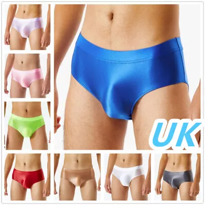 UK Mens Smooth Glossy Briefs Panties Low Rise Bulge Pouch Knickers Underwear • £8.69