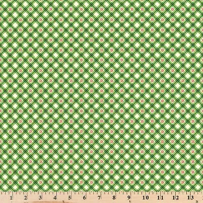 Vintage Christmas Green Snowflake Gingham CX10375-GREE-D Fabric By The Half Yard • $4.20